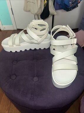 KOI Footwear- Chunky White Strappy Platform Sandals